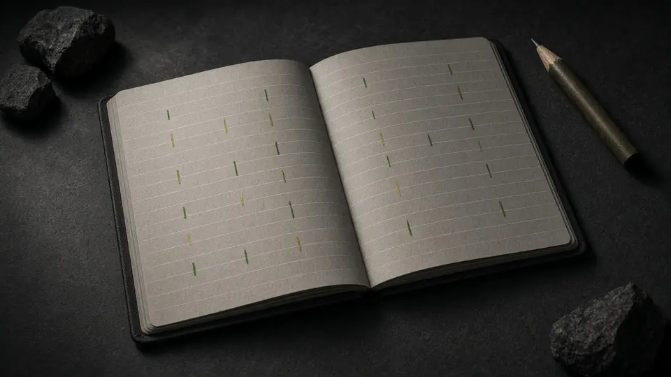 Szerkesztői napló sorai egy sötét panelen